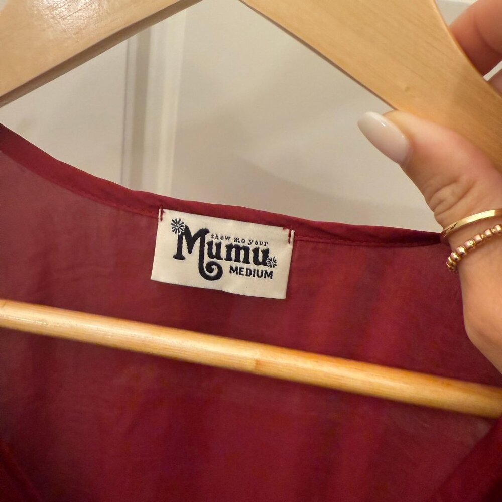 Show Me Your Mumu Peta-Boo Tunic Top Burgundy Cold Shoulder Flowy Size M Medium - Picture 4 of 6